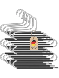 Intirilife Weitere Haushaltshelfer<Hosenbügel S-Form Edelstahl Kleiderbügel in 5 Stück Silber