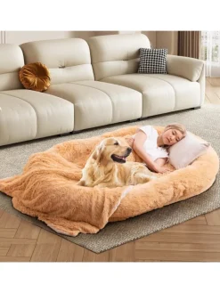 COSTWAY Hunde<Hundebett für Menschen & Hunde in Braun