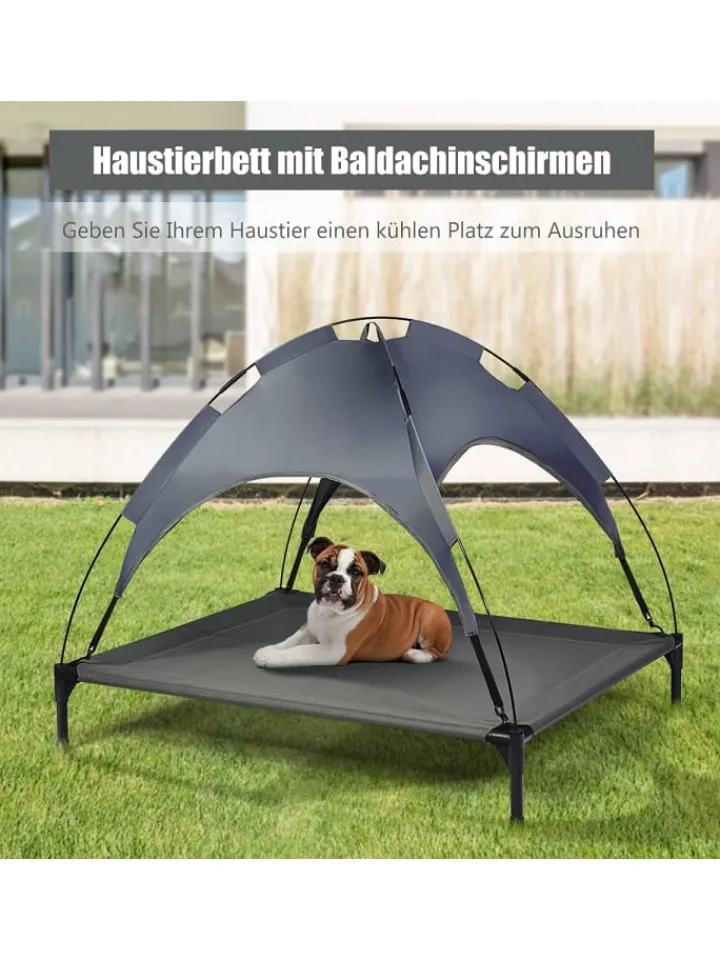COSTWAY Hunde<Hundebett mit Baldachin XL in Grau