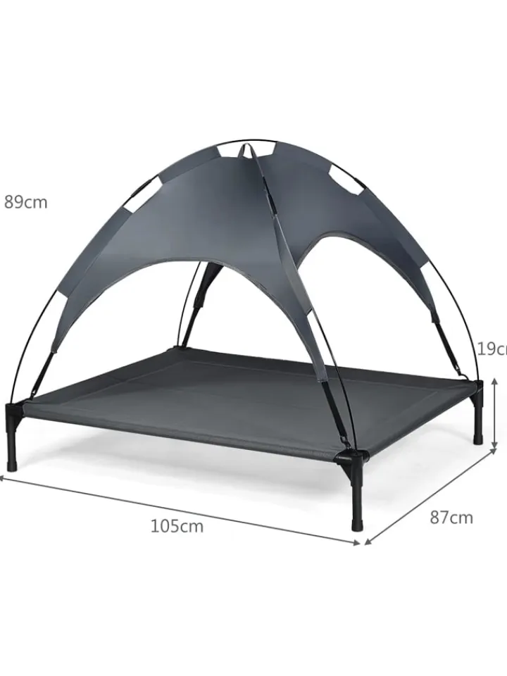 COSTWAY Hunde<Hundebett mit Baldachin XL in Grau