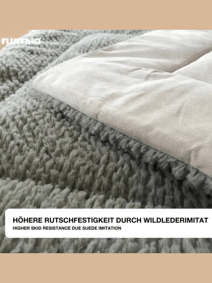FLUFFINO Hunde<Hundedecke/Hundekissen - Wildlederimitat - Größe S (73 x 45 cm) - grau