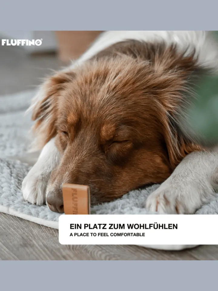 FLUFFINO Hunde<Hundedecke/Hundekissen - Wildlederimitat - Größe S (73 x 45 cm) - grau