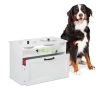 relaxdays Hunde<Hunde-Futterstation in Weiß - (B)60 x (H)42 x (T)30 cm