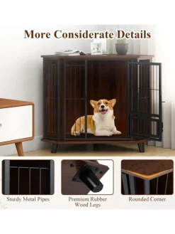 COSTWAY Hunde<Hundehütte Eck Hundekäfig 60 x 60 x 71,5 cm in Braun