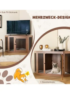 COSTWAY Hunde<Hundehütte Eckdesign 114x60x68cm in Braun