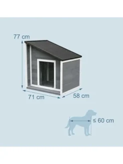 relaxdays Hunde<Hundehütte in Grau/ Weiß – (B)71 x (H)77 x (T)58 cm