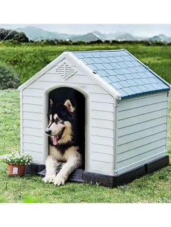 COSTWAY Hunde<Hundehütten M in Weiß