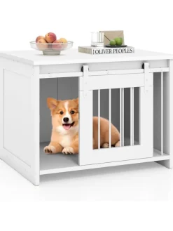COSTWAY Hunde<Hundekäfig 80 x 60 x 60 cm in Weiß