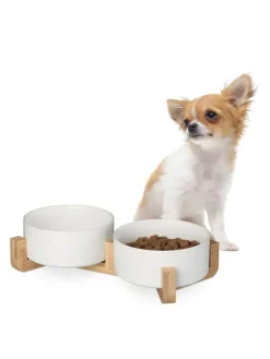 relaxdays Hunde<Hundenapfbar in Weiß - 850 ml