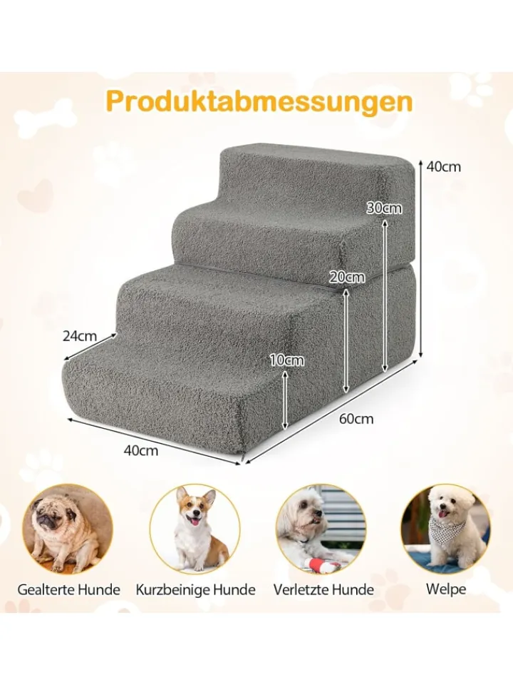COSTWAY Hunde<Hundetreppe 4 Stufen in Grau