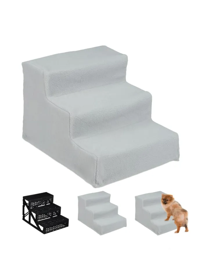 relaxdays Hunde<Hundetreppe in Grau - (B)35x (H)30 x (T)45 cm