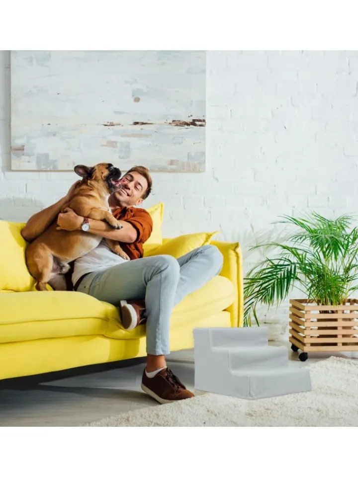 relaxdays Hunde<Hundetreppe in Grau - (B)35x (H)30 x (T)45 cm