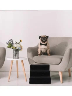 relaxdays Hunde<Hundetreppe in Grau - (B)35x (H)30 x (T)45 cm