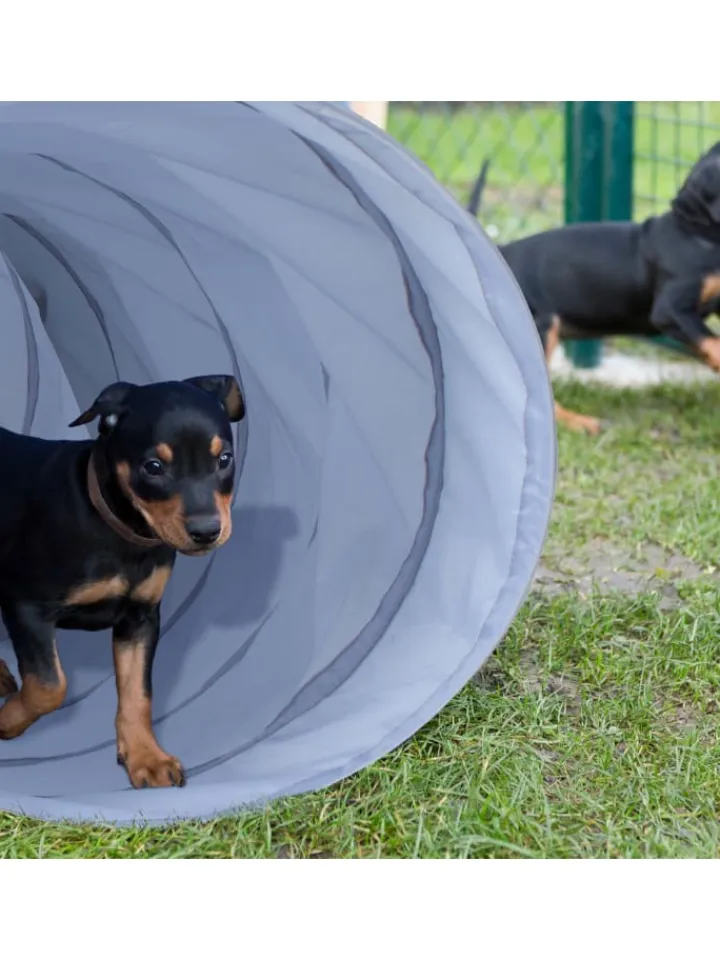 relaxdays Hunde<Hundetunnel in Grau - (B)200 x Ø 40 cm