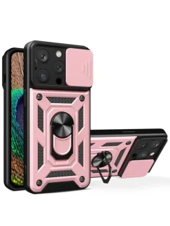COFI 1453 Smartphones & Zubehör<Hybrid Armor Camshield Bumper Handyhülle Hülle mit Ring kompatibel mit in Rosa