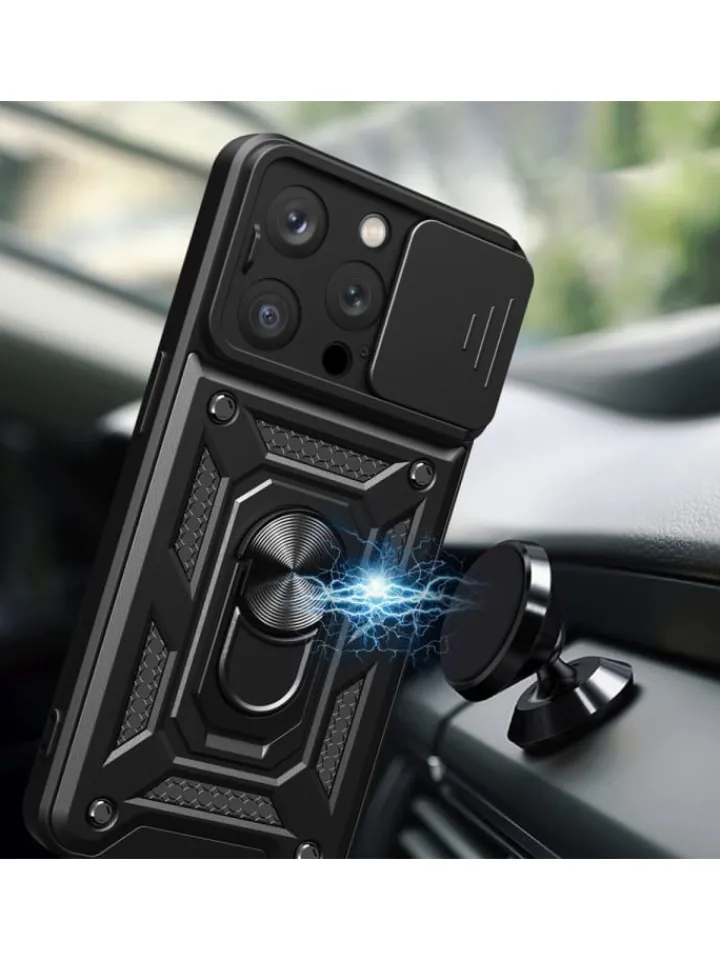 COFI 1453 Smartphones & Zubehör<Hybrid Armor Camshield Bumper Handyhülle Hülle mit Ring kompatibel mit in Rosa
