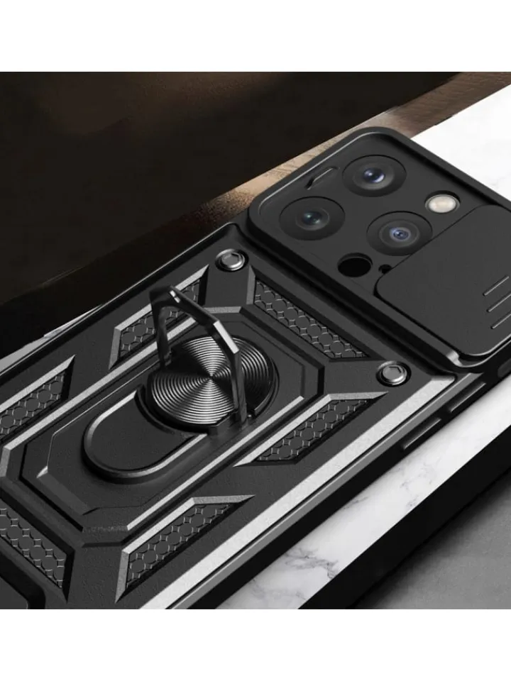 COFI 1453 Smartphones & Zubehör<Hybrid Armor Camshield Bumper Handyhülle Hülle mit Ring kompatibel mit in Rosa