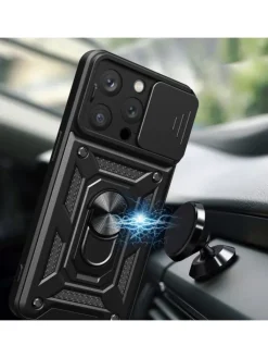 COFI 1453 Smartphones & Zubehör<Hybrid Armor Camshield Bumper Handyhülle Hülle mit Ring kompatibel mit in Blau