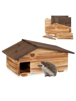 relaxdays Pflanzen & Zubehör<Igelhaus in Braun - (B)46 x (H)24 x (T)33,5 cm