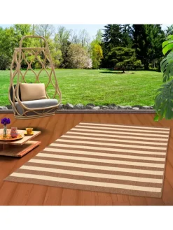 Pergamon Outdoorteppiche<In & Outdoor Teppich Flachgewebe Valencia Streifen in Beige