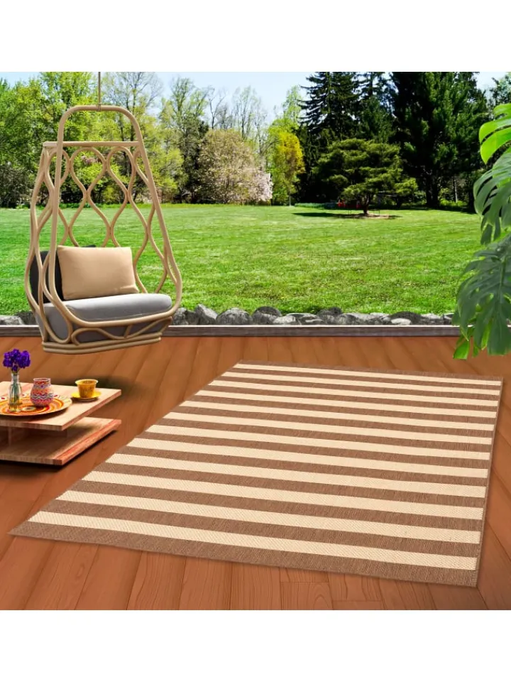 Pergamon Outdoorteppiche<In & Outdoor Teppich Flachgewebe Valencia Streifen in Beige