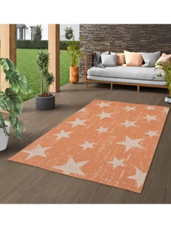 Pergamon Outdoorteppiche<In & Outdoor Teppich Flachgewebe Marbella Sterne in Orange