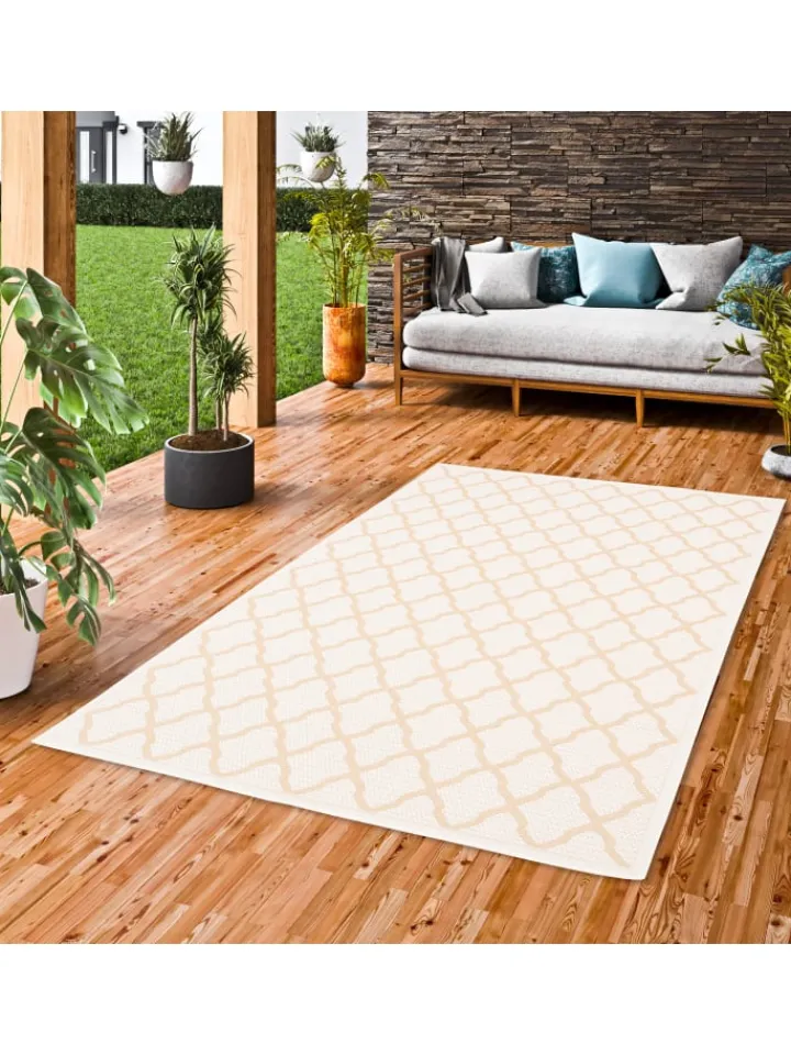 Pergamon Outdoorteppiche<In & Outdoor Teppich Flachgewebe Valencia Modern in Creme