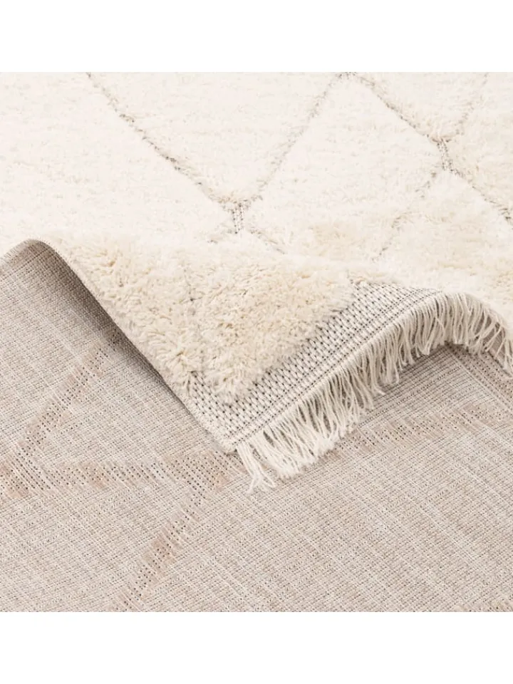 Pergamon Outdoorteppiche<In & Outdoor Teppich Shaggy Sylt Rauten in Creme