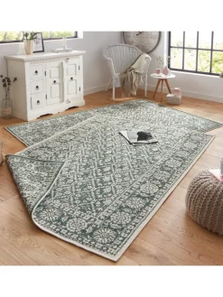 NORTHRUGS Teppiche & Fußmatten<In- & Outdoor Wendeteppich Curacao Grün Creme