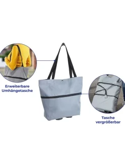 Wenko Einkaufstaschen & -Trolleys<2in1 Einkaufstrolley in Hellblau - (B)32 x (H)50 x (T)15 cm