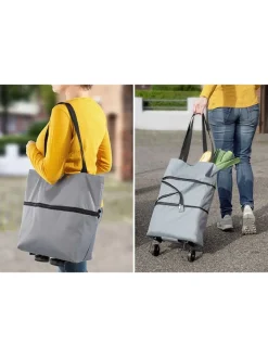 Wenko Einkaufstaschen & -Trolleys<2in1 Einkaufstrolley in Hellblau - (B)32 x (H)50 x (T)15 cm