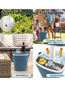 COSTWAY Gartenmöbel<3-in-1 Kühltisch Cool Bar in Blau