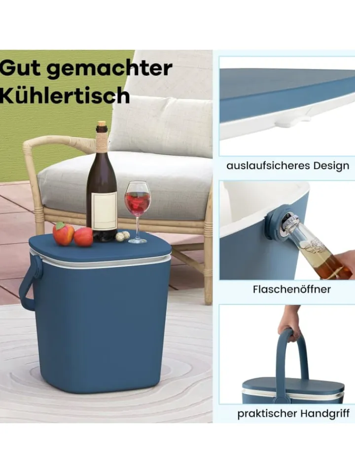 COSTWAY Gartenmöbel<3-in-1 Kühltisch Cool Bar in Blau