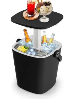 COSTWAY Gartenmöbel<3-in-1 Kühltisch Cool Bar in Schwarz