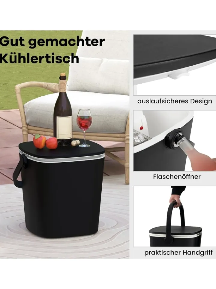 COSTWAY Gartenmöbel<3-in-1 Kühltisch Cool Bar in Schwarz