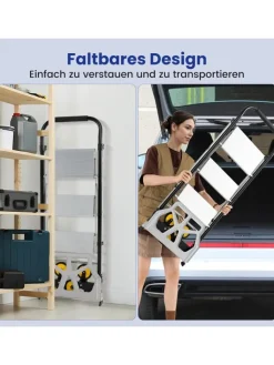 COSTWAY Einkaufstaschen & -Trolleys<2-in-1 Treppensackkarre mit Leiter in Schwarz