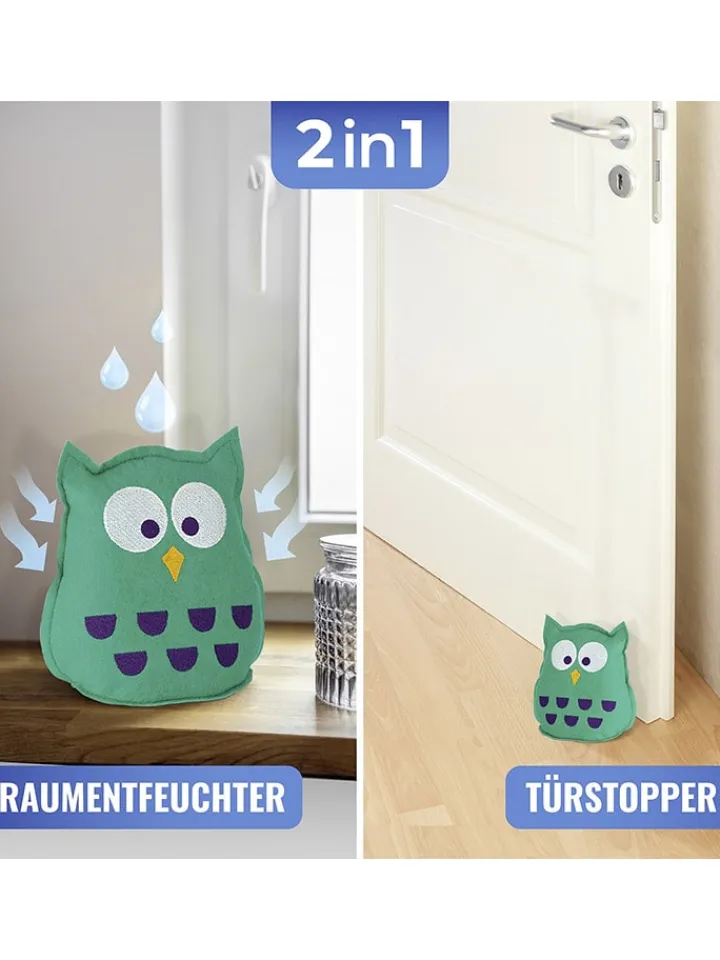 Wenko Tür- & Zugluftstopper<2in1 Türstopper und Raumluftentfeuchter in Grün - (B)15 x (H)18 x (T)9 cm