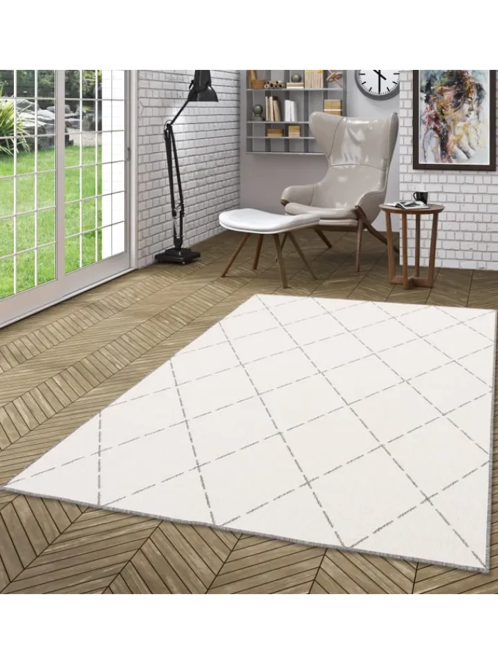 Pergamon Outdoorteppiche<In- und Outdoor Teppich Beidseitig Newport Rauten in Grijs