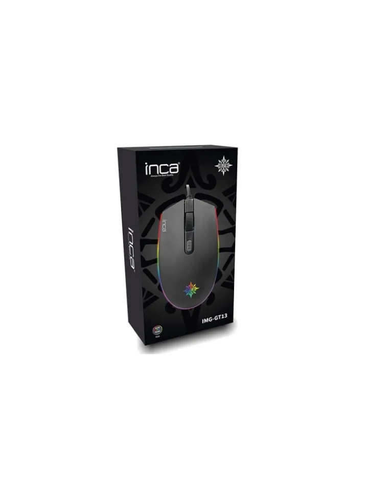 Inca Tablets, Konsolen & Elektronisches Spielzeug<IMG-GT13 PRO Optisch Gaming Maus Mouse 1200 DPI RGB-Logo-Effekt in Schwarz