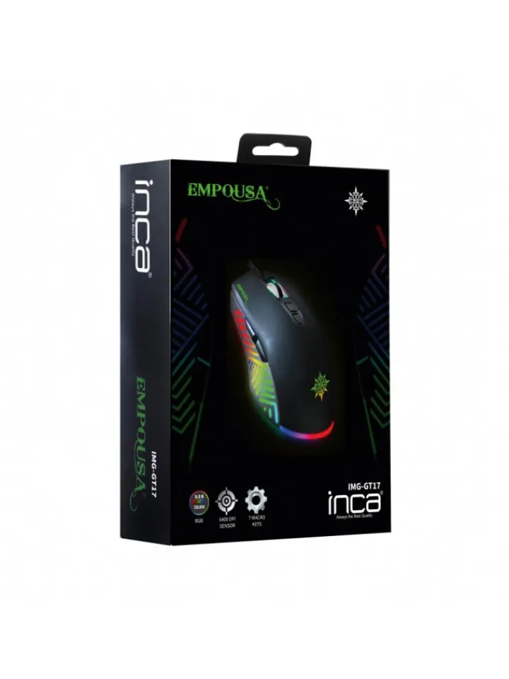 Inca Tablets, Konsolen & Elektronisches Spielzeug<IMG-GT17 PRO Optisch Gaming Maus 6400 DPI RGB-Logo in schwarz