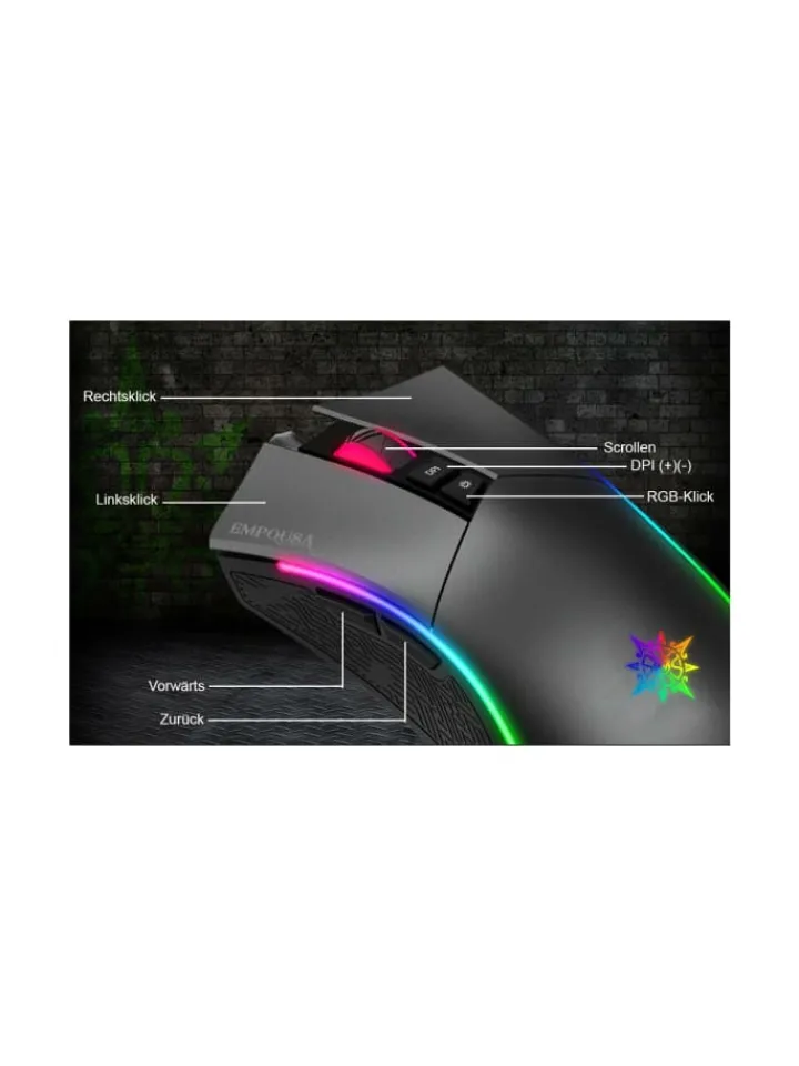 Inca Tablets, Konsolen & Elektronisches Spielzeug<IMG-GT19 RGB 7D Makro-Tasten Profiosonelle Gaming-Maus schwarz in schwarz