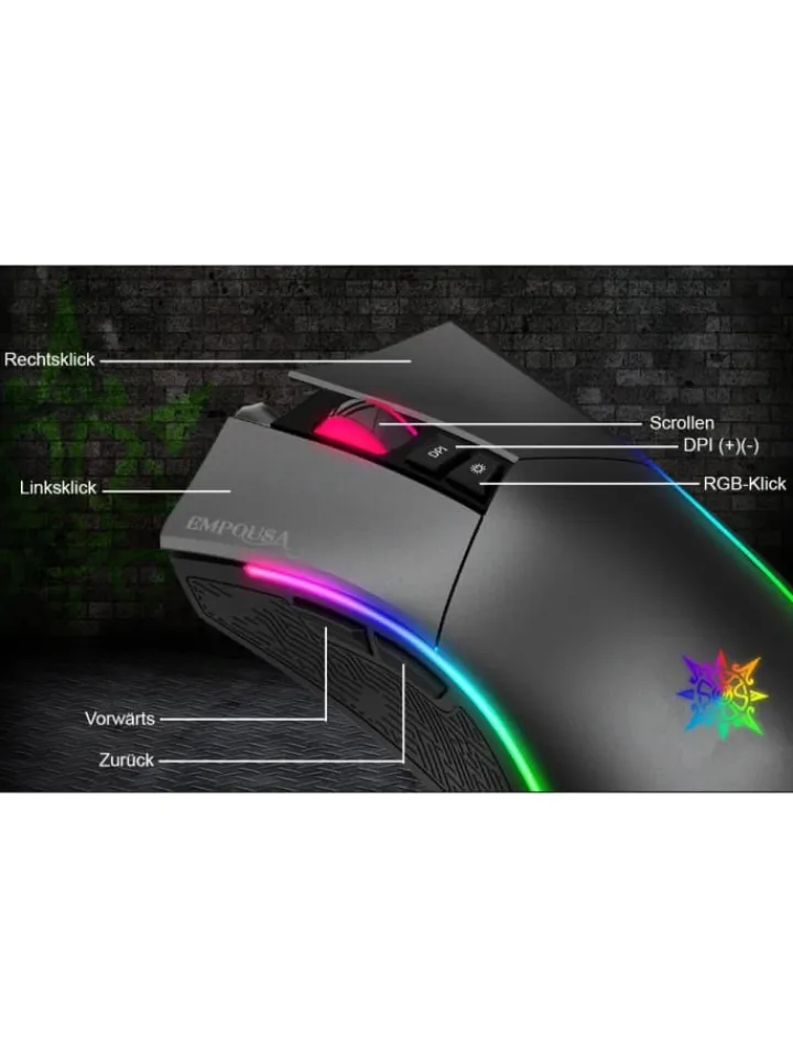 Inca Tablets, Konsolen & Elektronisches Spielzeug<IMG-GT19 RGB 7D Makro-Tasten Profiosonelle Gaming-Maus schwarz in schwarz