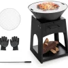 COSTWAY Grillen<2-in-1 Feuerstelle in Schwarz