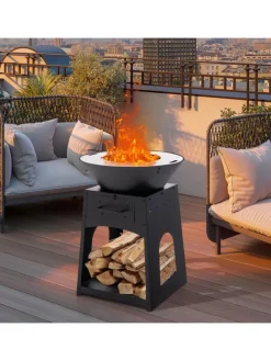 COSTWAY Grillen<2-in-1 Feuerstelle in Schwarz