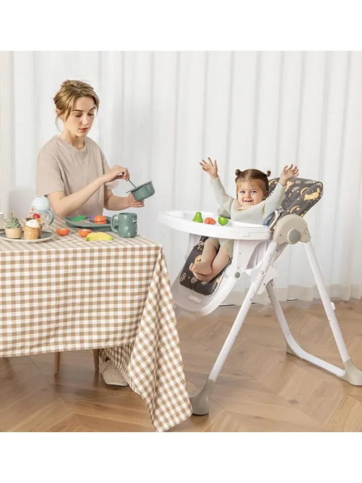 COSTWAY Babymöbel<6 in 1 Hochstuhl 6-36 Monate in Braun