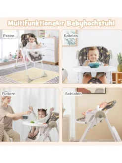 COSTWAY Babymöbel<6 in 1 Hochstuhl 6-36 Monate in Braun