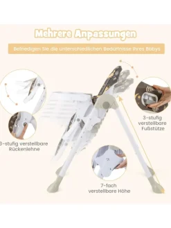 COSTWAY Babymöbel<6 in 1 Hochstuhl 6-36 Monate in Braun