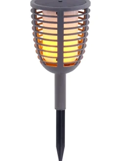 näve Außenleuchten|Außenbeleuchtung<2in1-LED-Solar-Gartenstecker "Fackel" in Grau