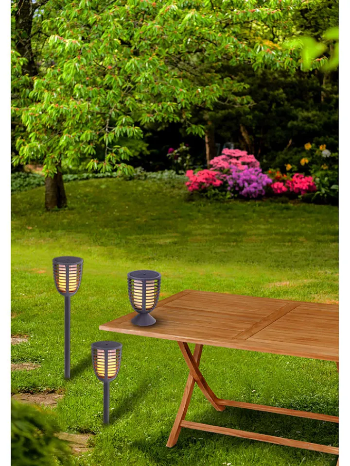 näve Außenleuchten|Außenbeleuchtung<2in1-LED-Solar-Gartenstecker "Fackel" in Grau