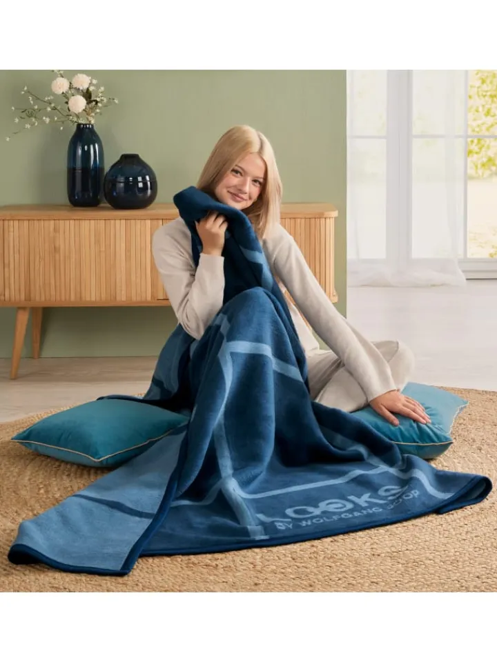LOOKS by Wolfgang Joop Wohndecken & Plaids<Jacquard, Baumwollmischung Wohndecke in blau